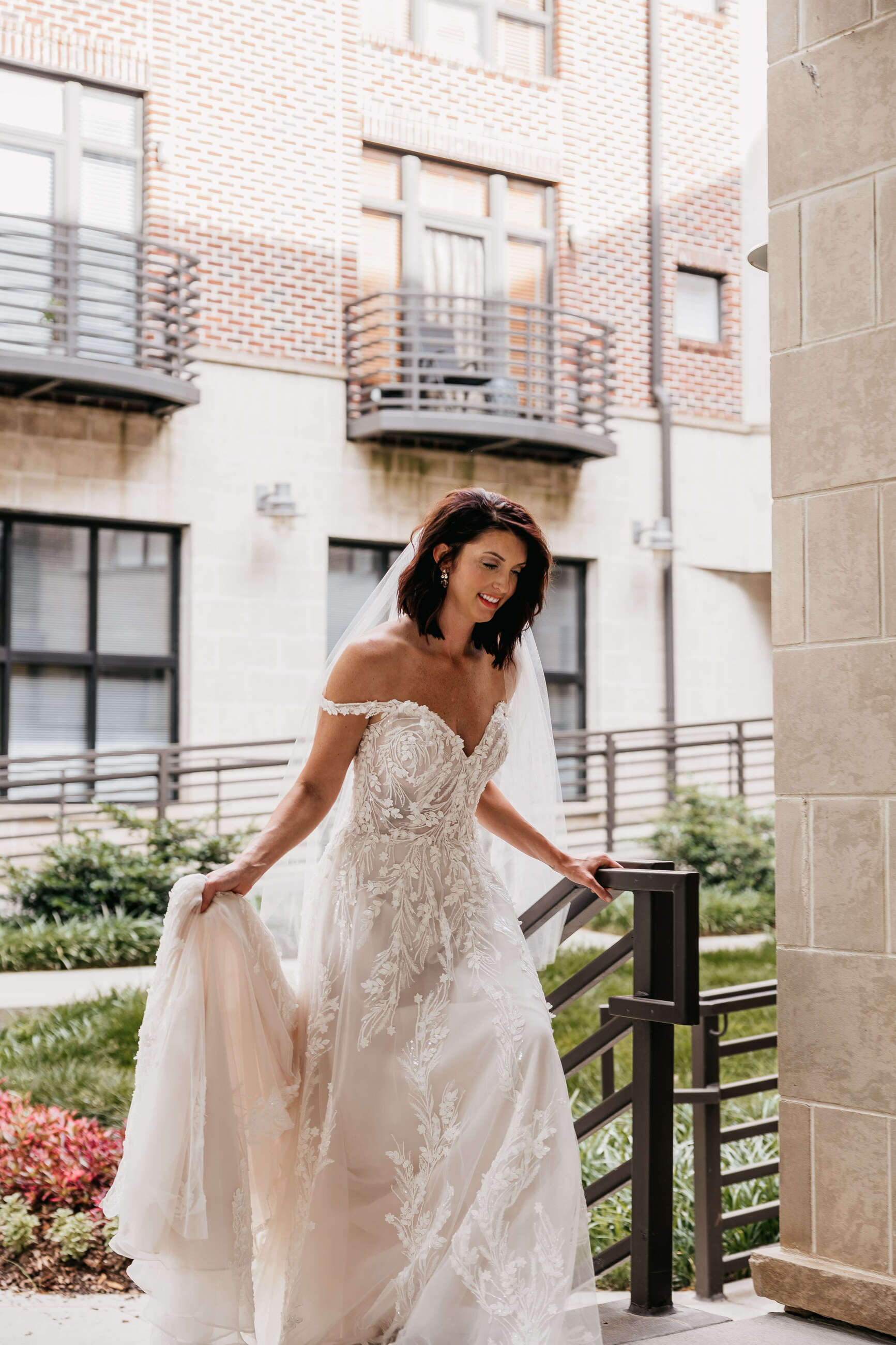 Real bride during the gown measuring proccess
