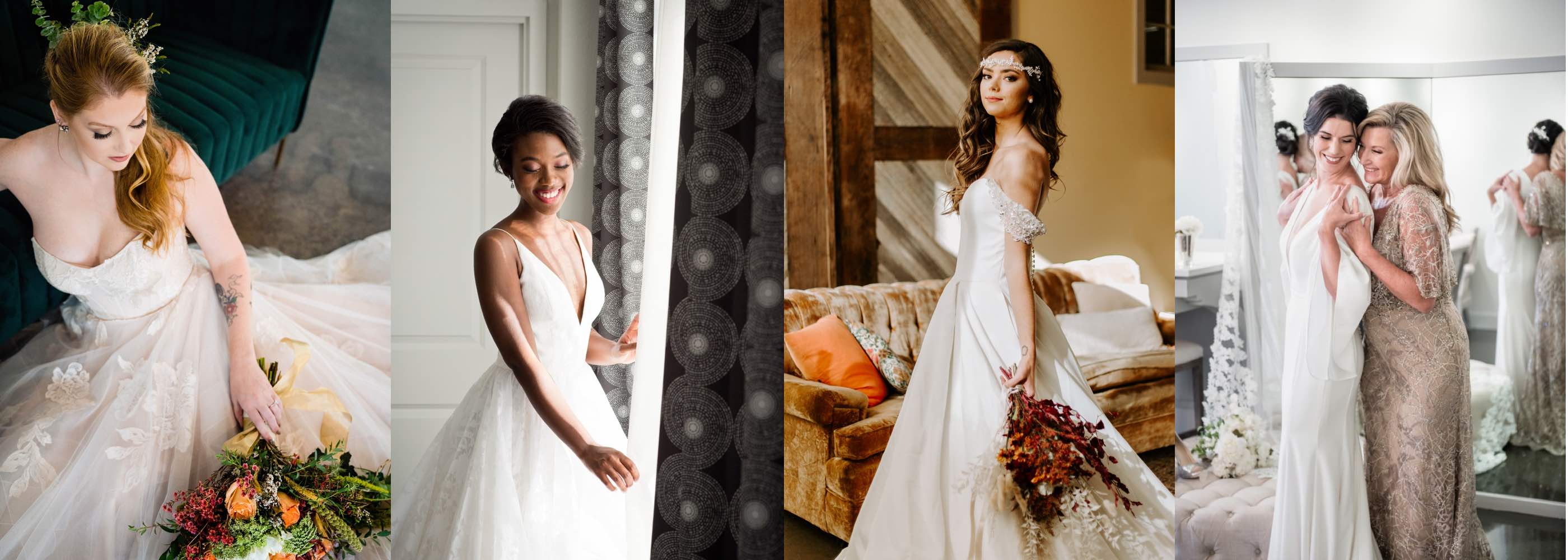Models wearing a white gowns
